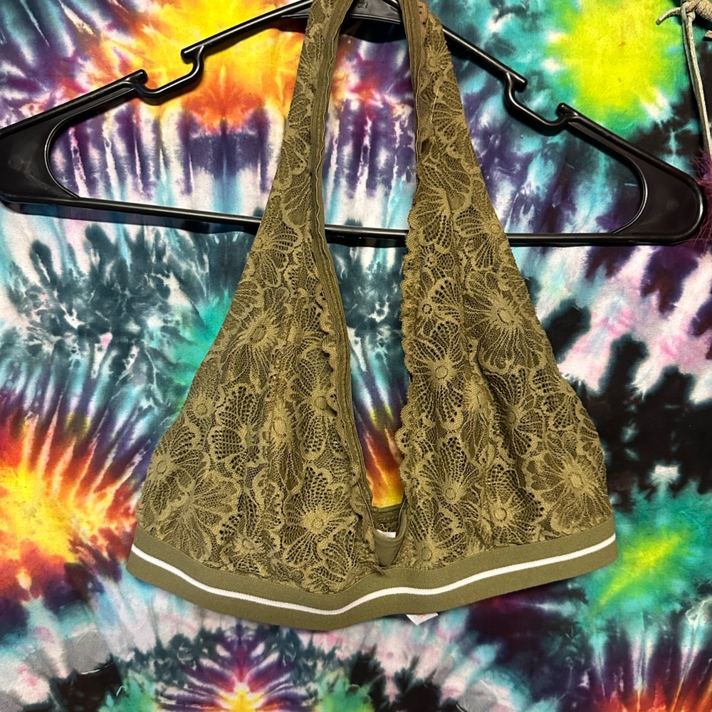 Green halter bra